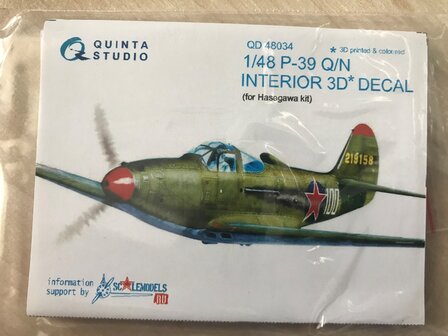 Quinta Studio QD48034 - P-39 Q/N 3D-Printed &amp; coloured Interior on decal paper, advanced skill (for Hasegawa kit) - 1:48