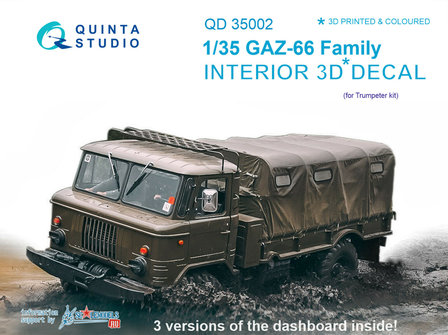 Quinta Studio QD35002 - GAZ-66 Family  3D-Printed &amp; coloured Interior on decal paper  (for Trumpeter kits) - 1:35