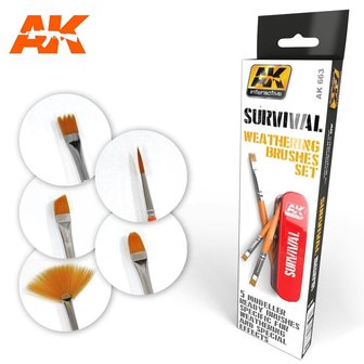 AK663 - SURVIVAL WEATHERING BORSTELS SET - [ AK Interactive ]
