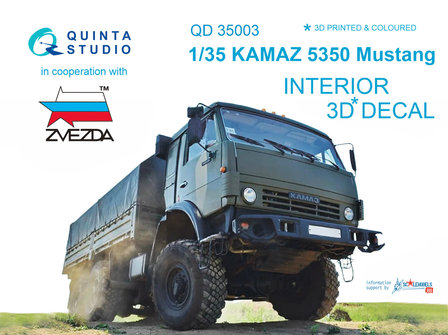 Quinta Studio QD35003 - Kamaz 5350 Mustang  3D-Printed &amp; coloured Interior on decal paper - 1:35