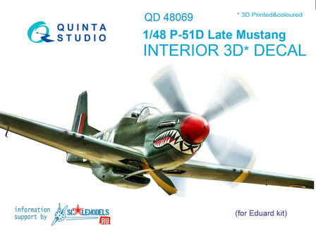 Quinta Studio QD48069 - P-51D Late Mustang  3D-Printed &amp; coloured Interior on decal paper  (for Eduard kit) - 1:48