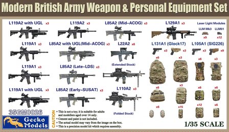 Gecko Models 35GM0026 Modern British Army Weapon &amp; Personal Equipment Set 1:35