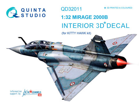 Quinta Studio QD32011 - Mirage 2000B 3D-Printed &amp; coloured Interior on decal paper (for Kitty Hawk  kit) - 1:32