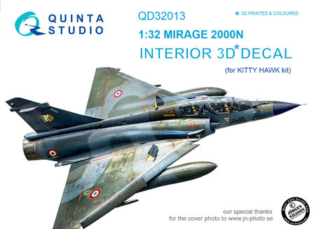 Quinta Studio QD32013 - Mirage 2000N 3D-Printed &amp; coloured Interior on decal paper (for Kitty Hawk  kit) - 1:32