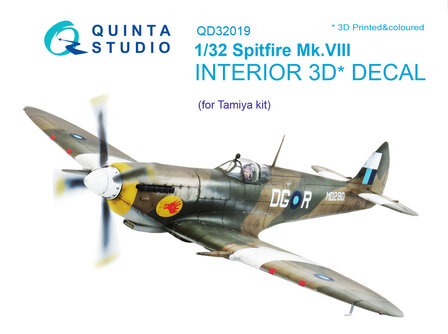 Quinta Studio QD32019 - Spitfire Mk.VIII 3D-Printed &amp; coloured Interior on decal paper (for Tamiya kit) - 1:32