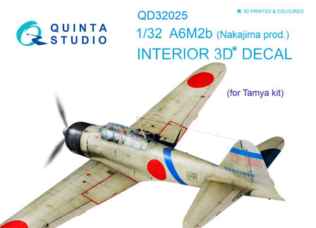 Quinta Studio QD32025 - A6M2b (Nakajima prod.) 3D-Printed &amp; coloured Interior on decal paper (for Tamiya kit) - 1:32