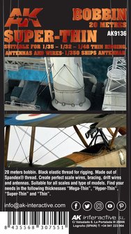 AK9136 - Elastic Rigging Bobbin Super-Thin (suitable for 1:35/ 1:32 / 1:48 / 1:350) - [AK Interactive]