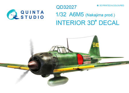 Quinta Studio QD32027 - A6M5 (Nakajima prod.) 3D-Printed &amp; coloured Interior on decal paper (for Tamiya kit) - 1:32
