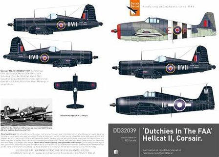 Dutch Decal DD32039 Dutchies in The FAA Hellcat II, Corsair.