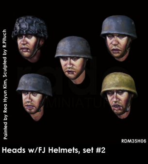 RDM35H06 - Heads w/FJ Helmets, set #2 - 1:35 - [RADO Miniatures]