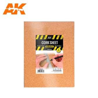 AK8048 - Cork Sheet - Fine Grained 200 x 300 x 3 mm - [ AK Interactive ]