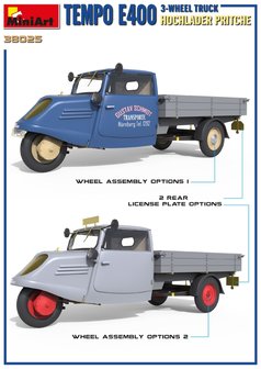 MiniArt 38025 - Tempo E400 Hochlader Pritsche 3-Wheel Truck - 1:35