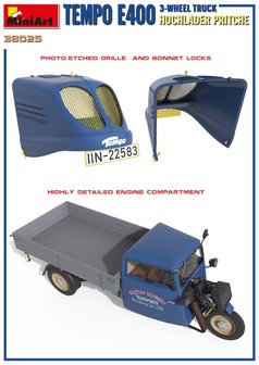 MiniArt 38025 - Tempo E400 Hochlader Pritsche 3-Wheel Truck - 1:35