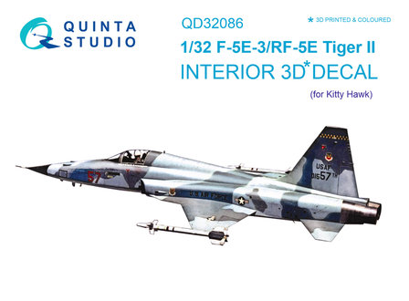 Quinta Studio QD32086 -  F-5E-3/RF-5E 3D-Printed &amp; coloured Interior on decal paper (for KittyHawk kit) - 1:32