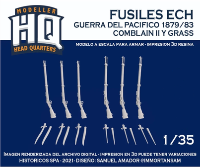 HQ35502 - Fusiles ECH Guerra Del Pacifico 1879/83 Comblain II Y Grass - 1:35 - [HQ - Modeller`s Head Quarters]