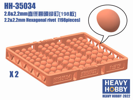 Heavy Hobby HH-35034 - 2.0 &amp; 2.2mm Hexagonal rivet (198 pieces) - 1:35