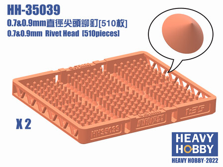 Heavy Hobby HH-35039 - 0.7 &amp; 0.9mm Rivrt Head (510 pieces) - 1:35