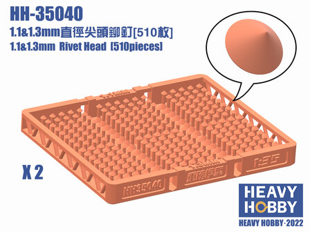 Heavy Hobby HH-35040 - 1.1 &amp; 1.3mm Rivrt Head (510 pieces) - 1:35