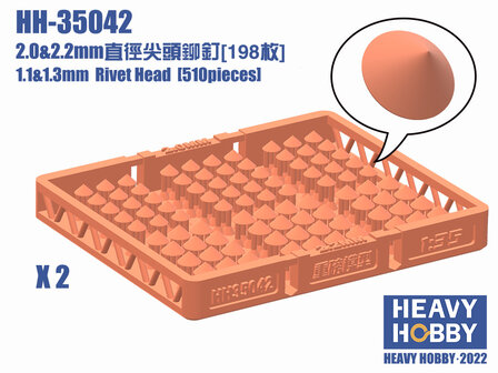 Heavy Hobby HH-35042 - 2.0 &amp; 2.2mm Rivrt Head (198 pieces) - 1:35