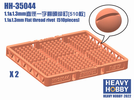 Heavy Hobby HH-35044 - 1.1 &amp; 1.3mm Flat thread rivet (510 pieces) - 1:35