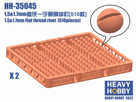 Heavy Hobby HH-35045 - 1.5 &amp; 1.7mm Flat thread rivet (310 pieces) - 1:35