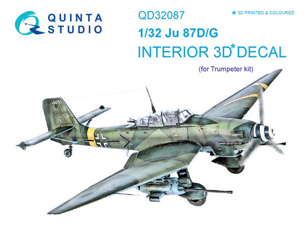 Quinta Studio QD32087 - Ju87 D/G 3D-Printed &amp; coloured Interior on decal paper (for Trumpeter kit) - 1:32