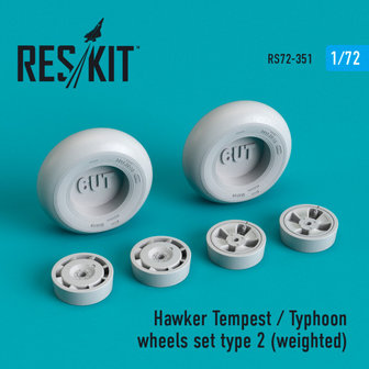 RS72-0351 - Hawker Tempest/Typhoon wheels set type 2  (weighted) - 1:72 - [RES/KIT]