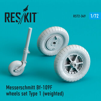 RS72-0349 - Messerschmitt Bf-109F (G Early) wheels set Type 1 (weighted) - 1:72 - [RES/KIT]