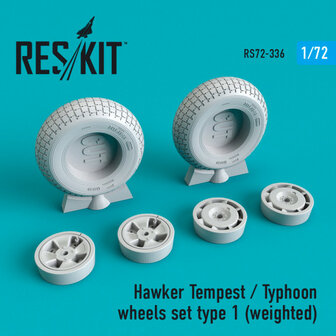 RS72-0336 - Hawker Tempest/Typhoon wheels set type 1  (weighted) - 1:72 - [RES/KIT]