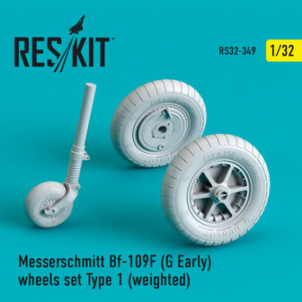 RS32-0349 - Messerschmitt Bf-109F (G Early) wheels set Type 1 (weighted) - 1:32 - [RES/KIT]