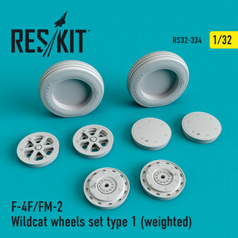 RS32-0334 - F4F/FM-2 Wildcat wheels set type 1 (weighted)  - 1:32 - [RES/KIT]