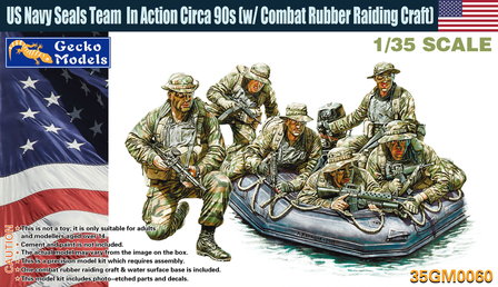 Gecko Models 35GM0060 - US Navy Seals Team in Action Circa 90s w/ Combat Rubber Raiding Craft - 1:35