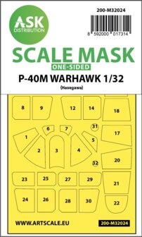 ASK 200-M32024 - P-40M Warhawk one-sided express masks for Hasegawa - 1:32