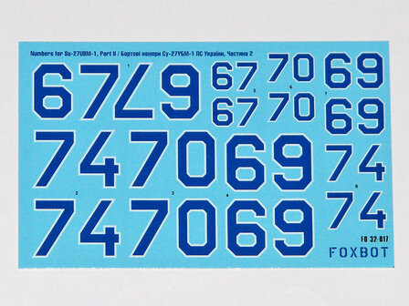 Foxbot 32-017 - Decals - Numbers for Sukhoi Su-27UBM, Ukranian Air Forces, digital camouflage, Part # 2 - 1:32