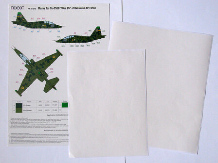 Foxbot FM32-013 - Masks - Masks for Su-25UB Blue 65, Ukranian Air Forces, clover camouflage (Use &amp; Foxbot Decal) - 1:32