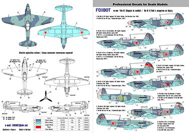 Foxbot 48-006 - Decals - Soviet interceptor and fighter aircraft Yak-9 &quot;Slogans in combat&quot; - 1:48