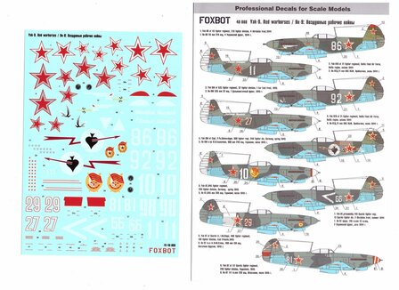 Foxbot 48-008 - Decals - Soviet interceptor and fighter aircraft Yak-9 &quot;Red warhorses&quot; - 1:48