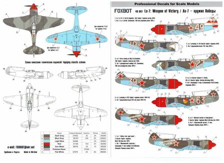 Foxbot 48-007 - Decals - Soviet fighter Lavochkin La-7 &quot;Weapon of Victory&quot; - 1:48
