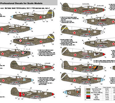 Foxbot 48-021A - Decals - Red Snake: Soviet P-39 Airacobras, Part # 1 (Stencils not included) - 1:48