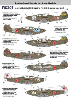 Foxbot 48-022A - Decals - Red Snake: Soviet P-39 Airacobras, Part # 2 (Stencils not included) - 1:48