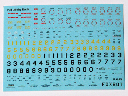 Foxbot 48-030 - Decals - Stencils for P-38 Lightning - 1:48