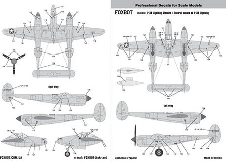 Foxbot 48-030 - Decals - Stencils for P-38 Lightning - 1:48