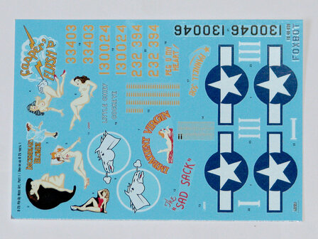 Foxbot 48-039A - Decals - North American B-25C/D Mitchell &quot;Pin-Up Nose Art&quot; Part # 1 (Stencils not included) - 1:48