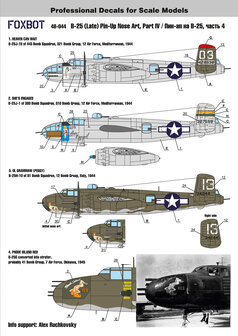 Foxbot 48-044 - Decals - North American B-25G/H/J Mitchell (Late) &quot;Pin-Up Nose Art and Stencils&quot; Part # 4 - 1:48
