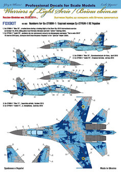 Foxbot 48-068 - Decals - Numbers for Sukhoi Su-27UBM, Ukranian Air Forces, digital camouflage - 1:48