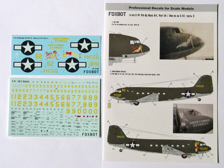Foxbot 72-019 - Decals - Douglas C-47 Skytrain/Dakota &quot;Pin-Up Nose Art and Stencils&quot; Part # 3 - 1:72