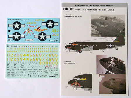 Foxbot 72-022 - Decals - Douglas C-47 Skytrain/Dakota &quot;Pin-Up Nose Art and Stencils&quot; Part # 6 - 1:72
