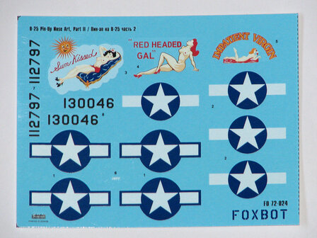 Foxbot 72-024 - Decals - North American B-25C/D Mitchell &quot;Pin-Up Nose Art and Stencils&quot; Part # 2 - 1:72