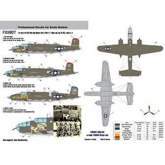 Foxbot 72-023 - Decals - North American B-25C/D Mitchell &quot;Pin-Up Nose Art and Stencils&quot; Part # 1 - 1:72