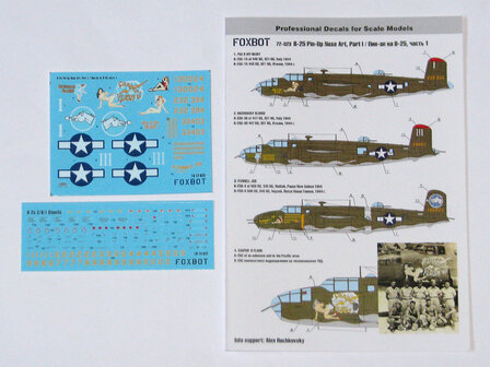 Foxbot 72-023 - Decals - North American B-25C/D Mitchell &quot;Pin-Up Nose Art and Stencils&quot; Part # 1 - 1:72